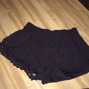 Black lace short shorts